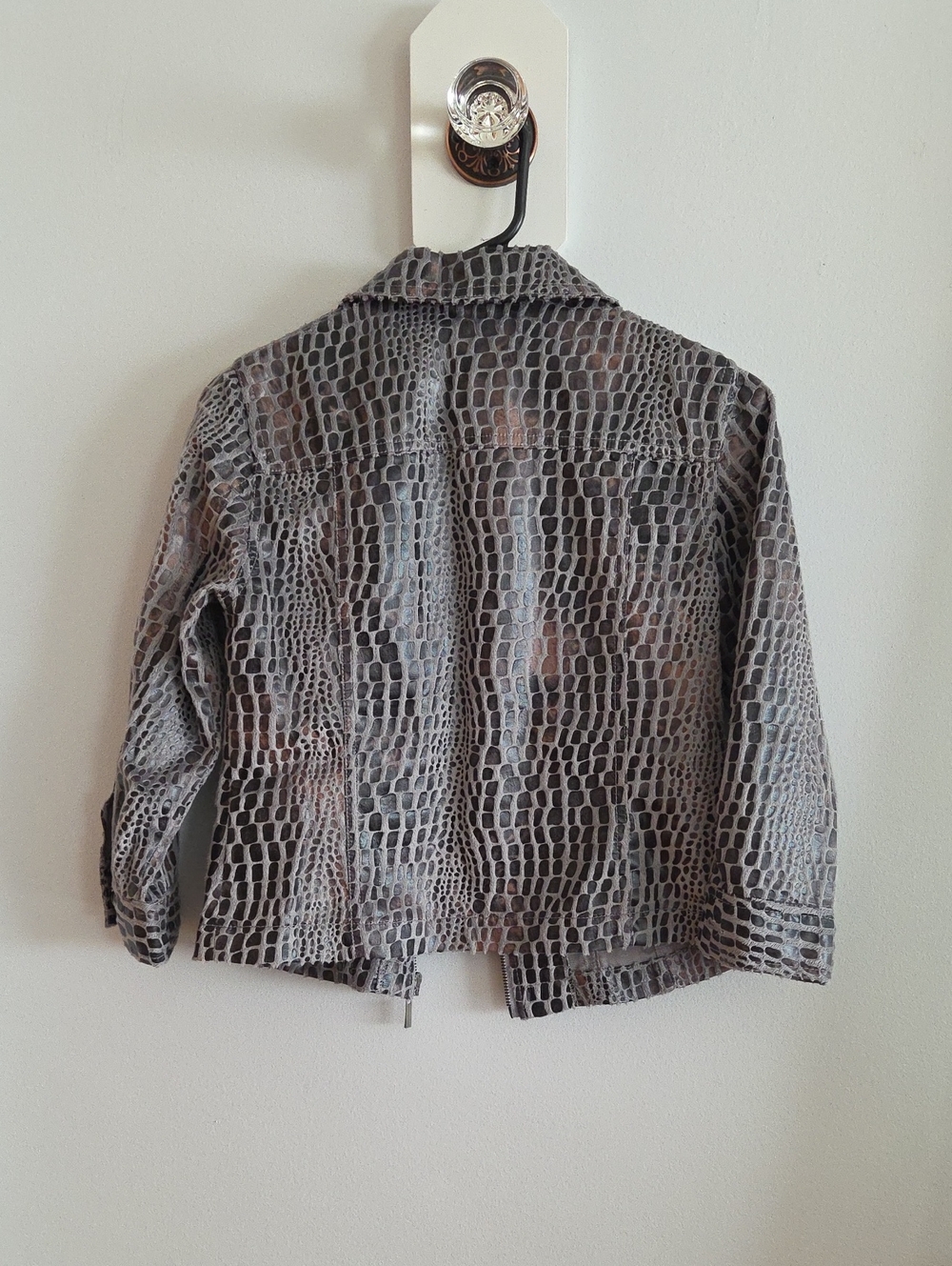 Ruby Rd. Grey Croc-Print Zip Front Jacket - Picture 2 of 3